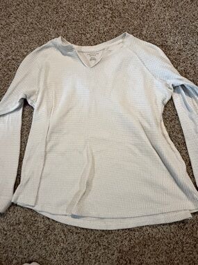 American Eagle Outfitters Light Blue Waffle Knit Long Sleeve Top
